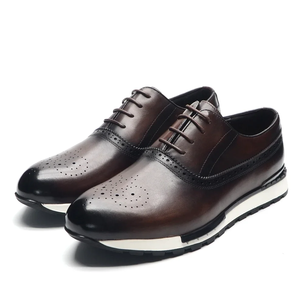 Oxford Brogue Leather - 10 Colors Handmade Genuine Leather Oxford