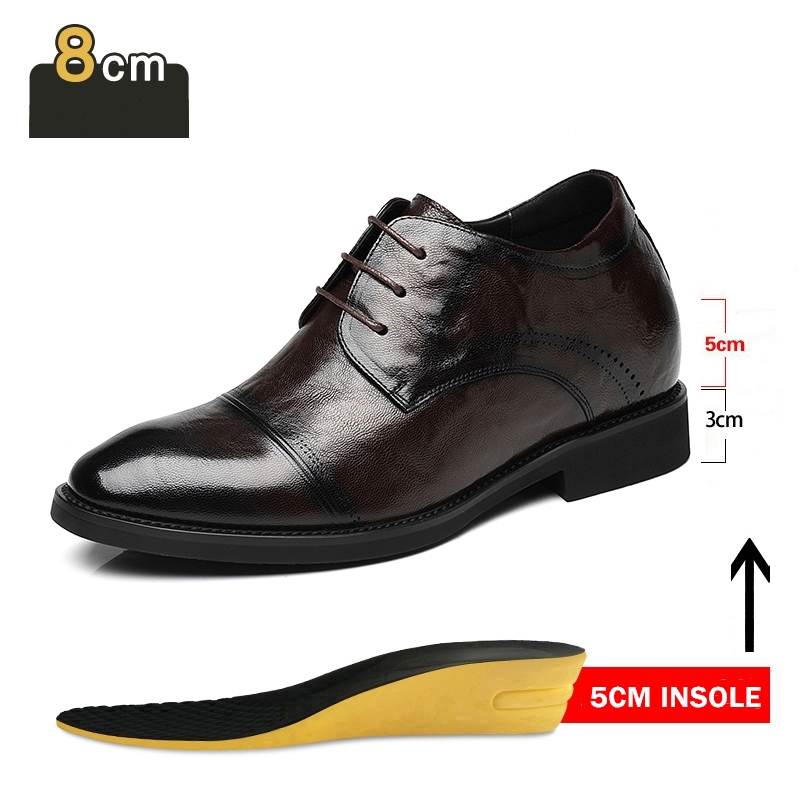 Oxford Brogue Leather - Man Elevator Shoes Business Dress Leather