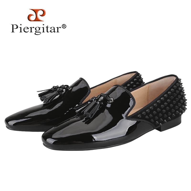 Men Shoes Red Tape - Piergitar Black Patent Leather Patchwork Suede