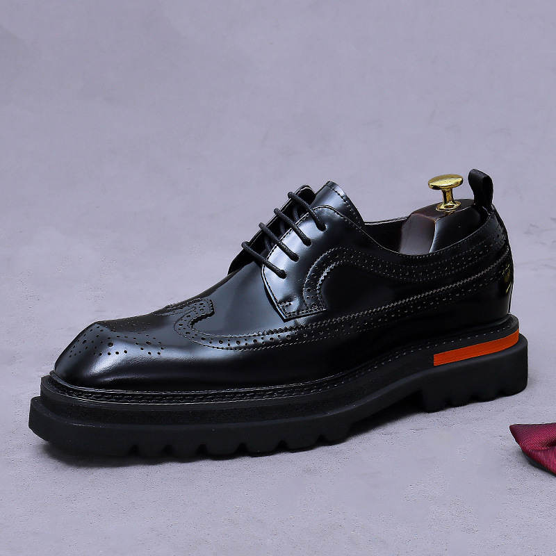 Oxford Brogue Leather - Men's Brogue Platform Oxford Shoes Genuine