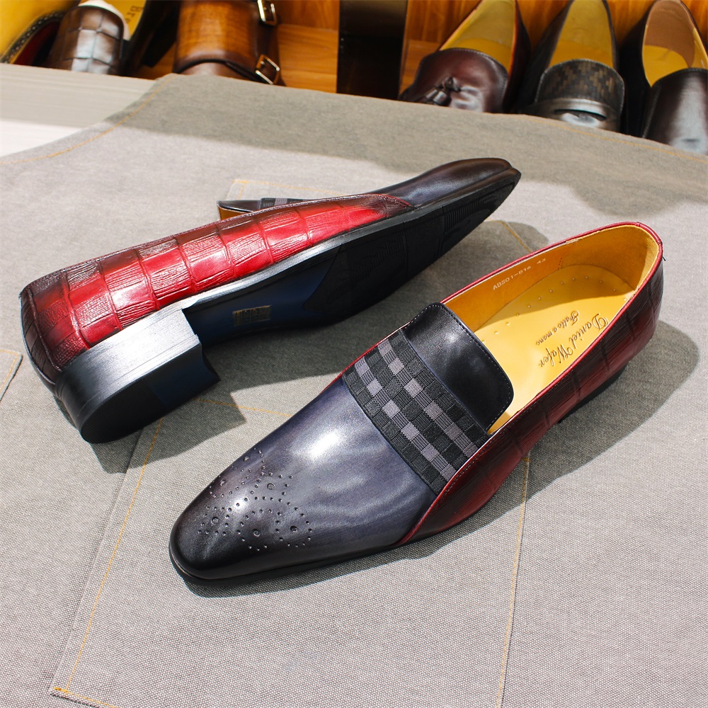 Men Shoes Red Tape - Men's Fashion Loafers Cowhide Leather Gray