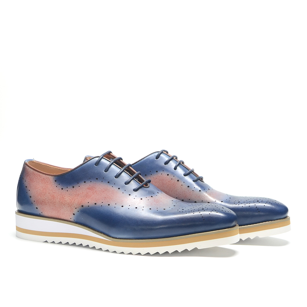 Oxford Brogue Leather - Luxury Plain Toe Duotone Color Block