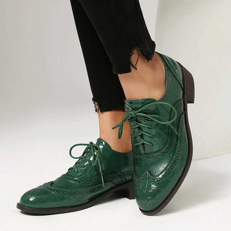 Women Stone Print Brogue Oxfor - Oxford Brogue Leather review and price