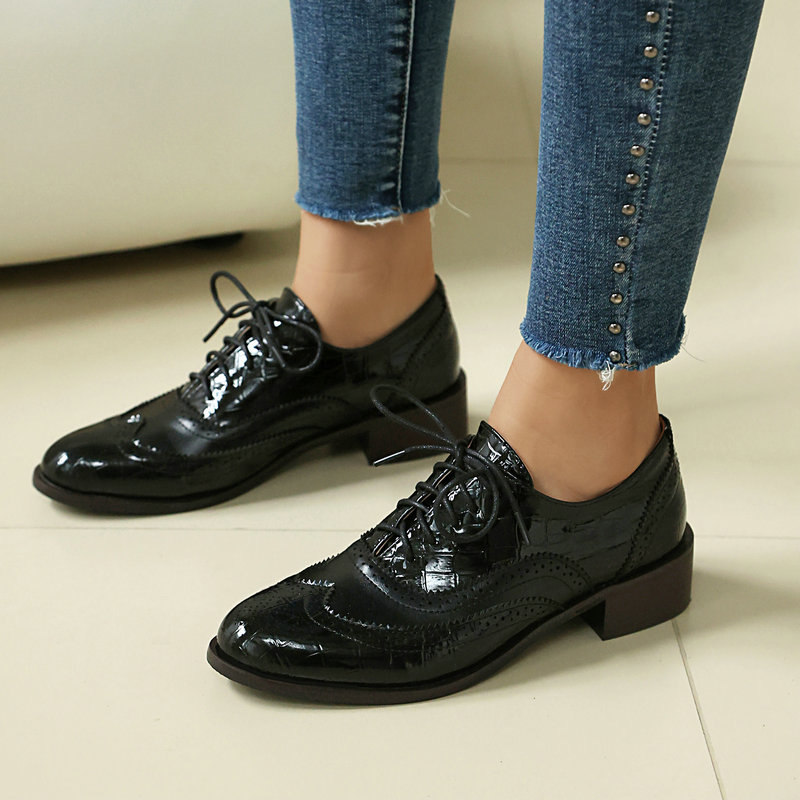 Women Stone Print Brogue Oxfor - Oxford Brogue Leather review and price