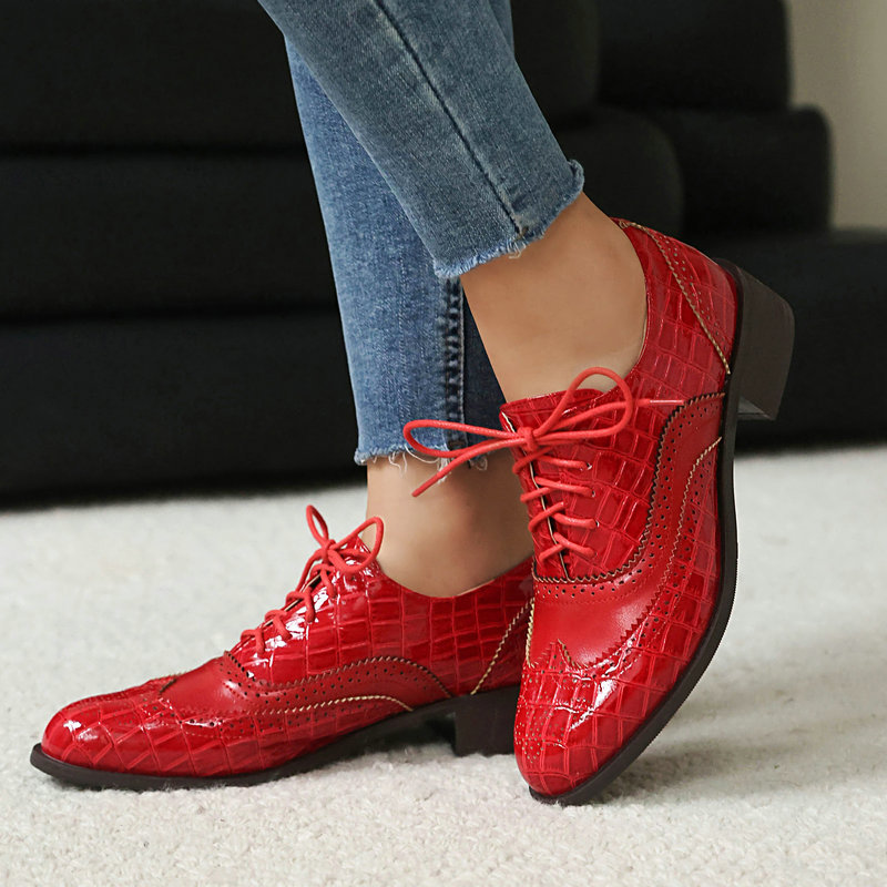 Women Stone Print Brogue Oxfor - Oxford Brogue Leather review and price