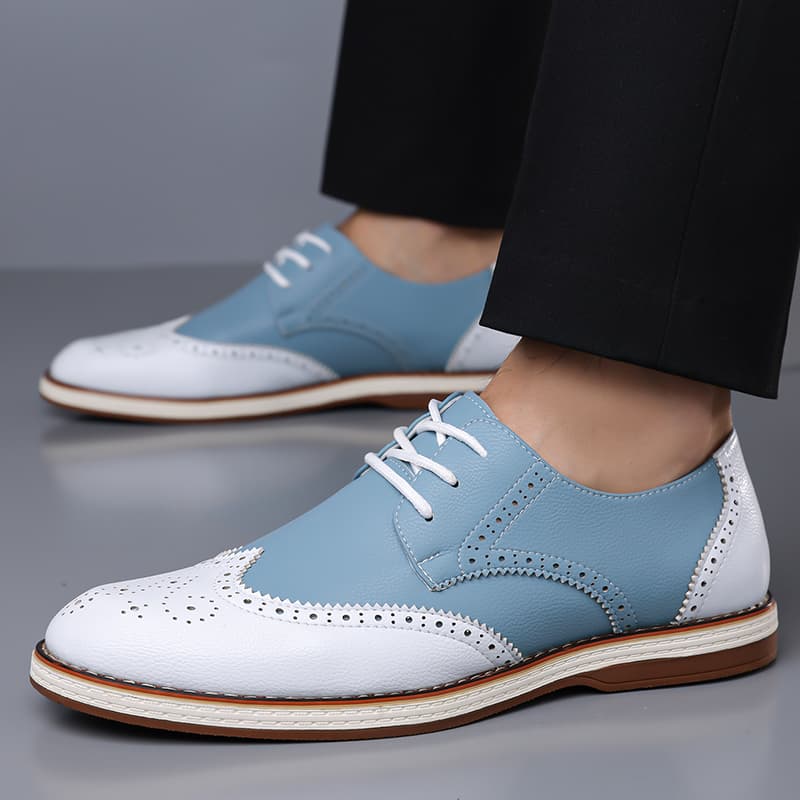 Mens White Blue Two Tone Brogu - Oxford Brogue Leather review and price